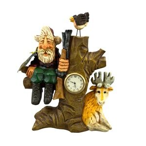 Vintage 1999 David Frykman Studio G Hunter and Deer Clock Coyne & Co Folk Art